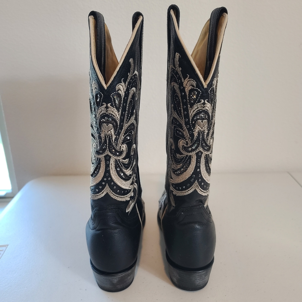 Shyanne Sloan Western Leather Square Toe Embroidered Boots Size 7 - Picture 7 of 14